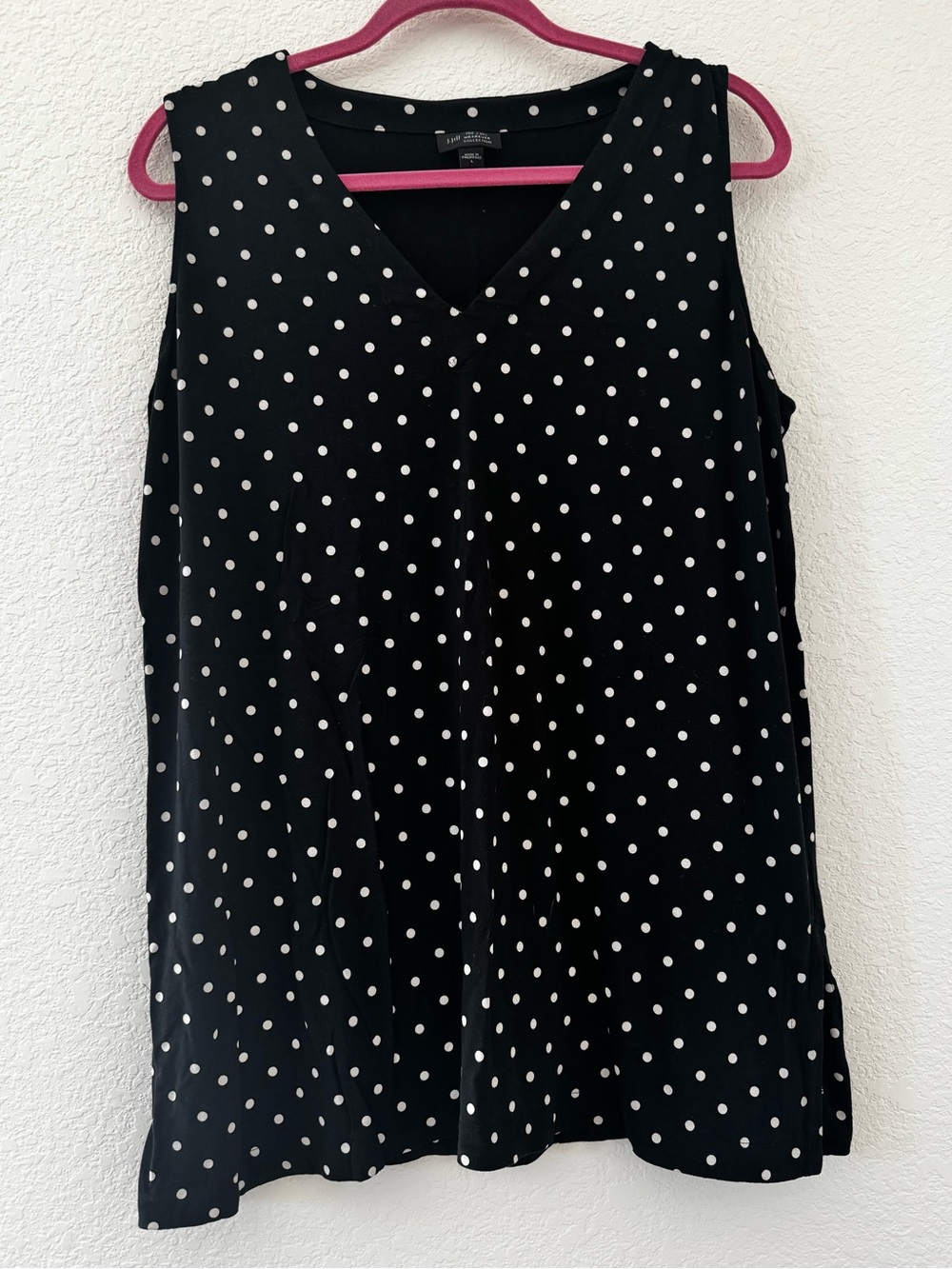 J.Jill Wearever Collective Black White Polka Dot Tank